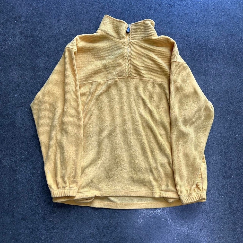 Vintage Architect Size XL Yellow Knitted Polyester Quarter Zip Sweatshirt